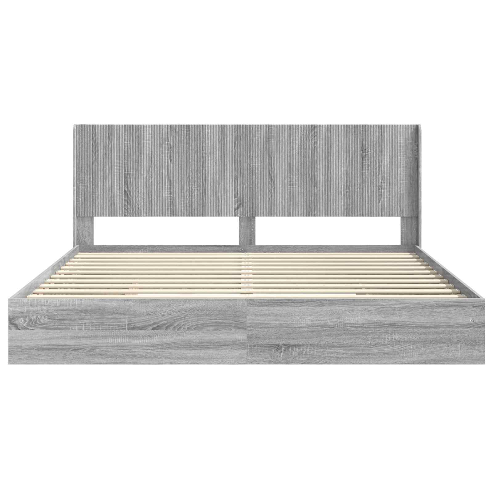 Struttura del letto con stoccaggio e testata Grigio Sonoma | homemem39