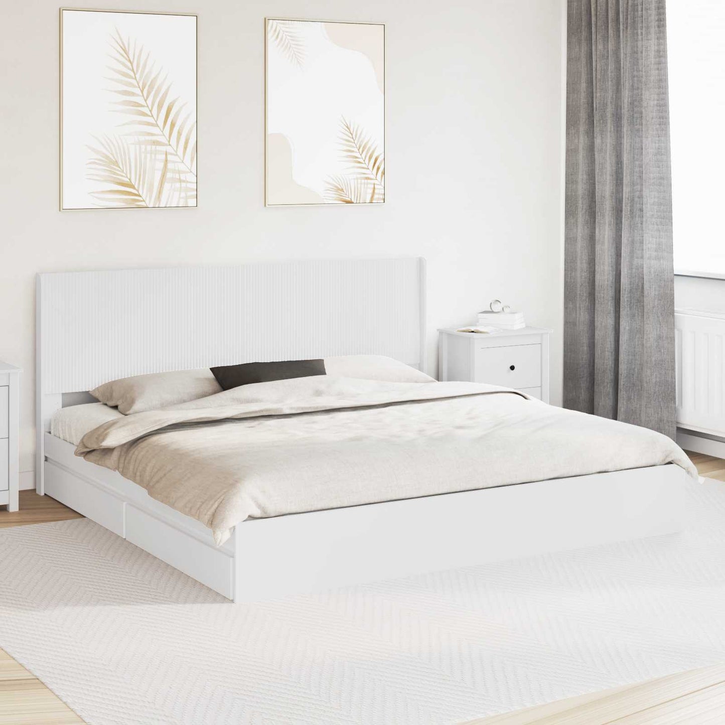 Struttura del letto con stoccaggio e testata Bianco | homemem39