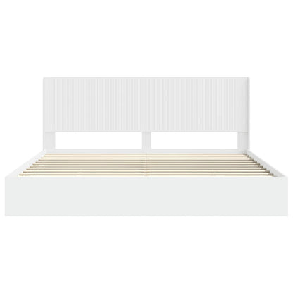 Struttura del letto con stoccaggio e testata Bianco | homemem39