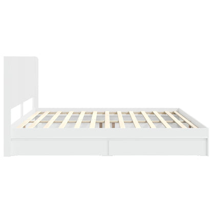 Struttura del letto con stoccaggio e testata Bianco | homemem39