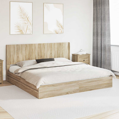 Struttura del letto con stoccaggio e testata Rovere Sonoma | homemem39