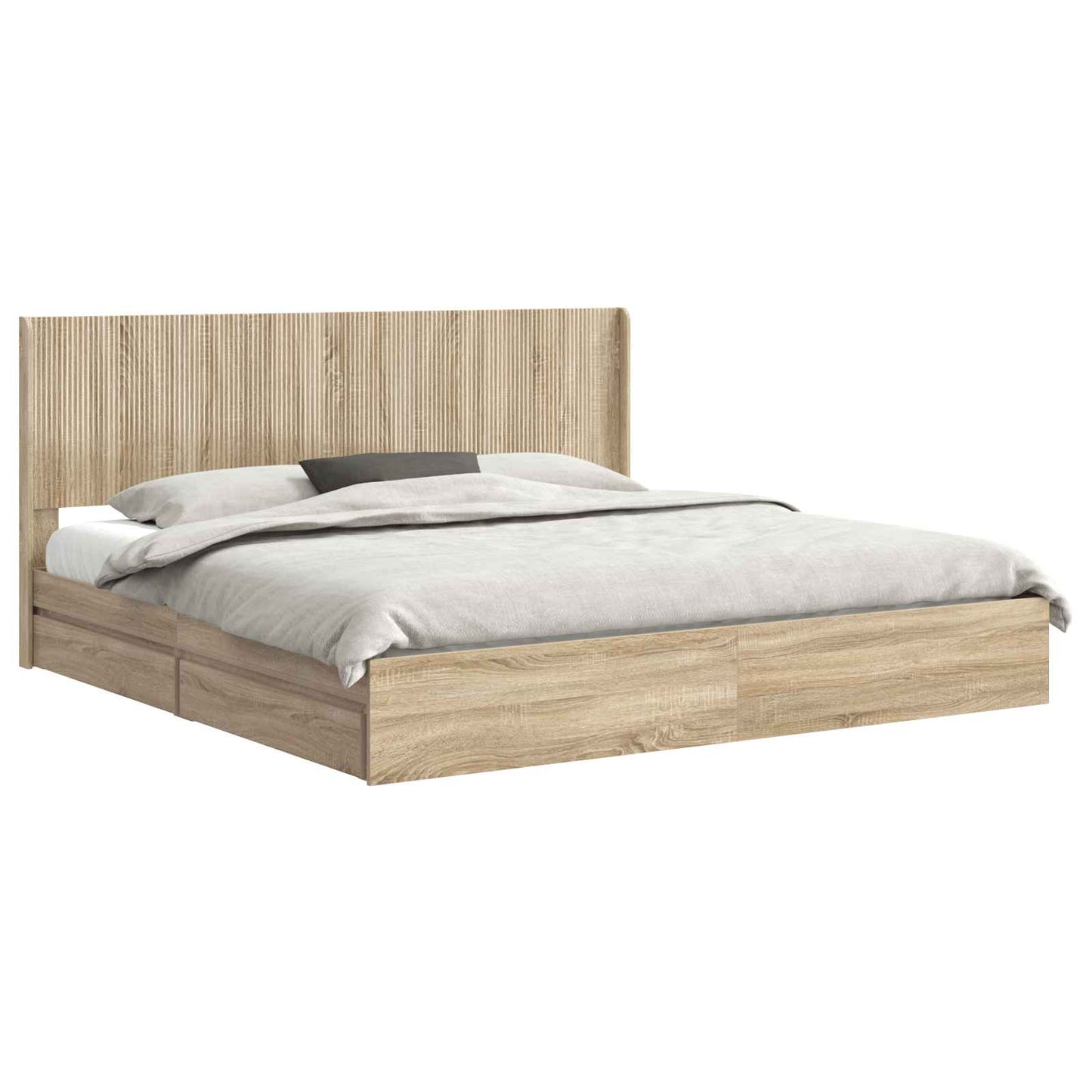 Struttura del letto con stoccaggio e testata Rovere Sonoma | homemem39