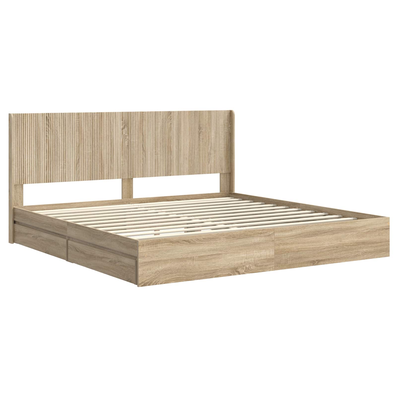Struttura del letto con stoccaggio e testata Rovere Sonoma | homemem39