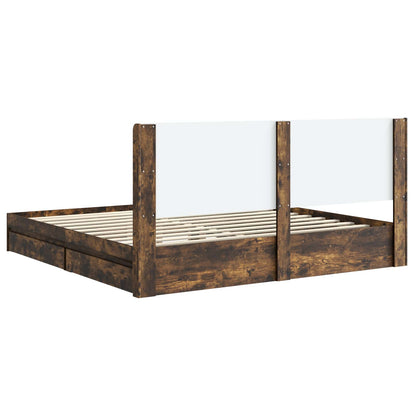 Struttura del letto con stoccaggio e testata Rovere Fumo | homemem39