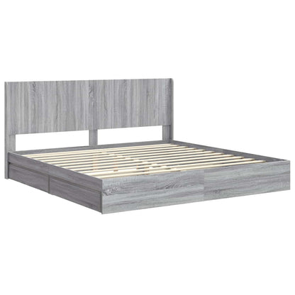 Struttura del letto con stoccaggio e testata Grigio Sonoma | homemem39