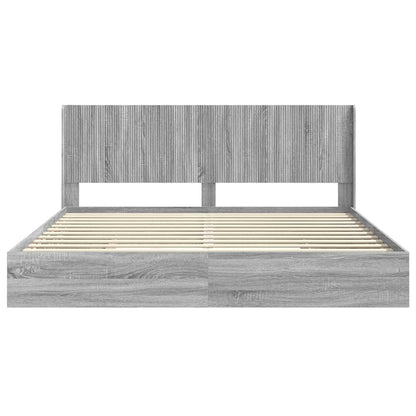 Struttura del letto con stoccaggio e testata Sonoma grigio