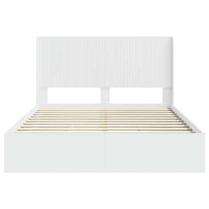 Struttura del letto con stoccaggio e testata Bianco | homemem39