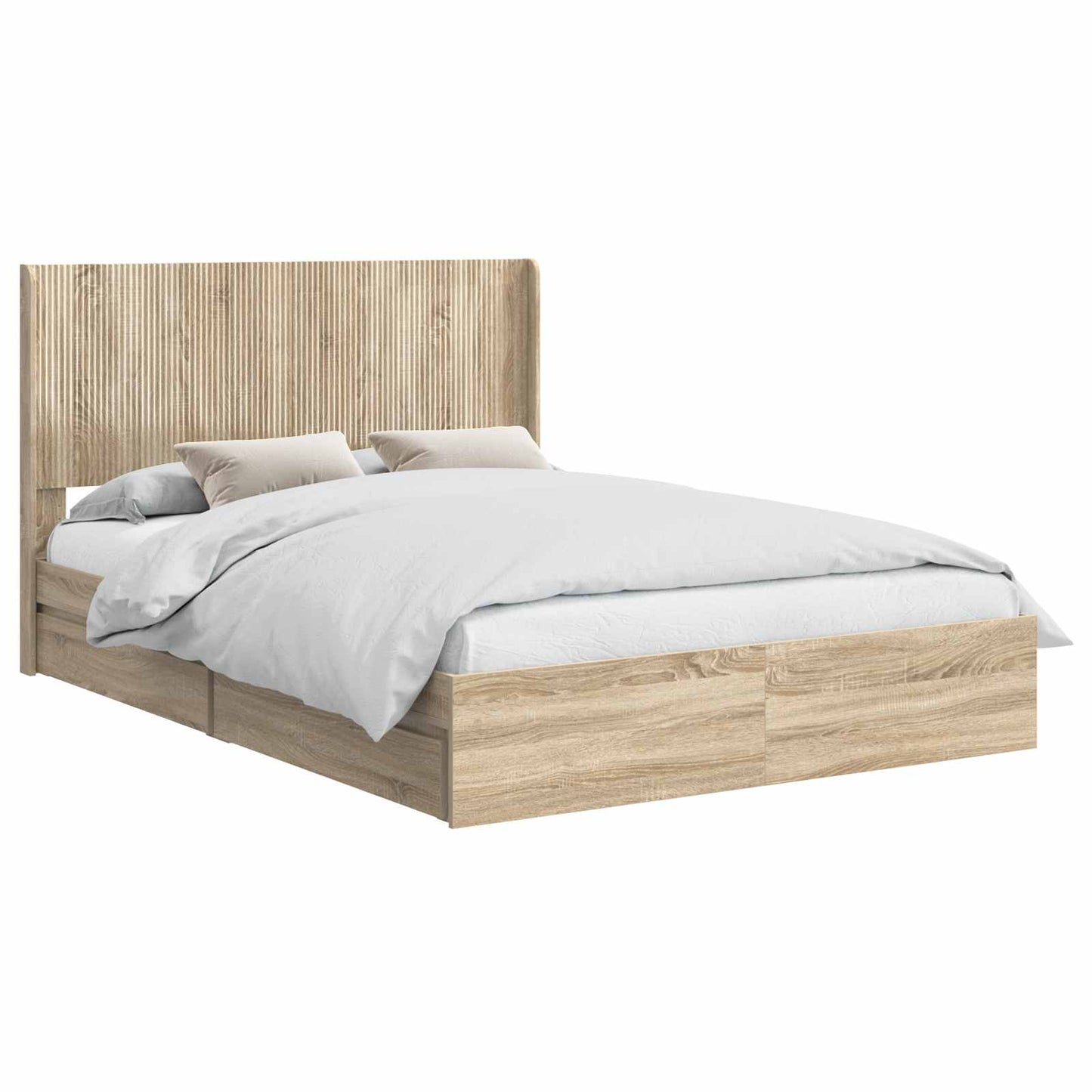 Struttura del letto con stoccaggio e testata Rovere Sonoma | homemem39