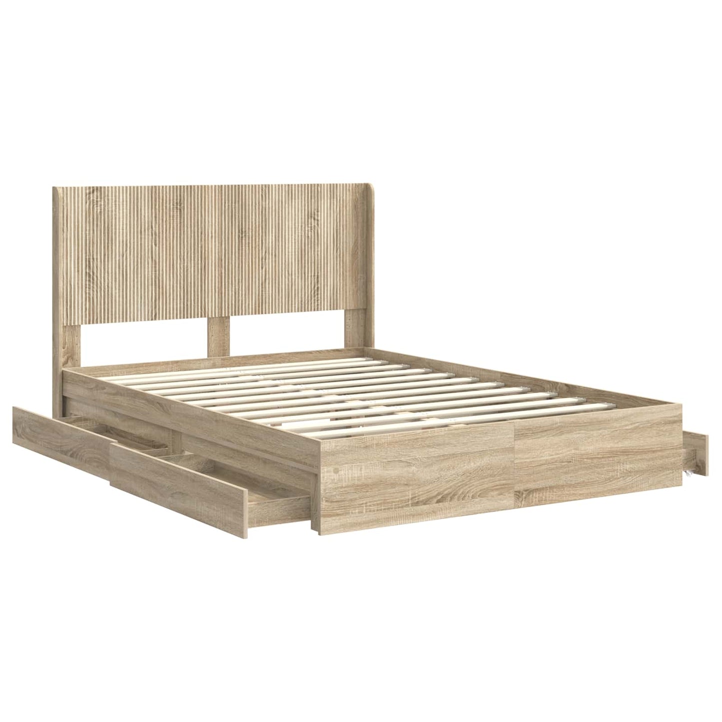 Struttura del letto con stoccaggio e testata Rovere Sonoma | homemem39