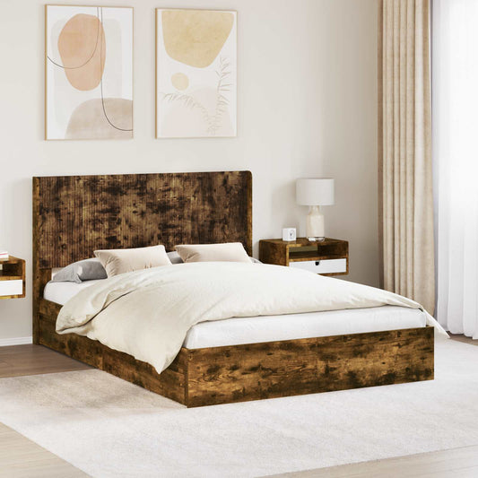 Struttura del letto con stoccaggio e testata Rovere Fumo | homemem39