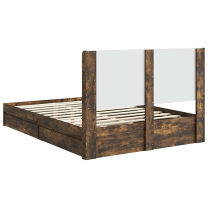 Struttura del letto con stoccaggio e testata Rovere Fumo | homemem39