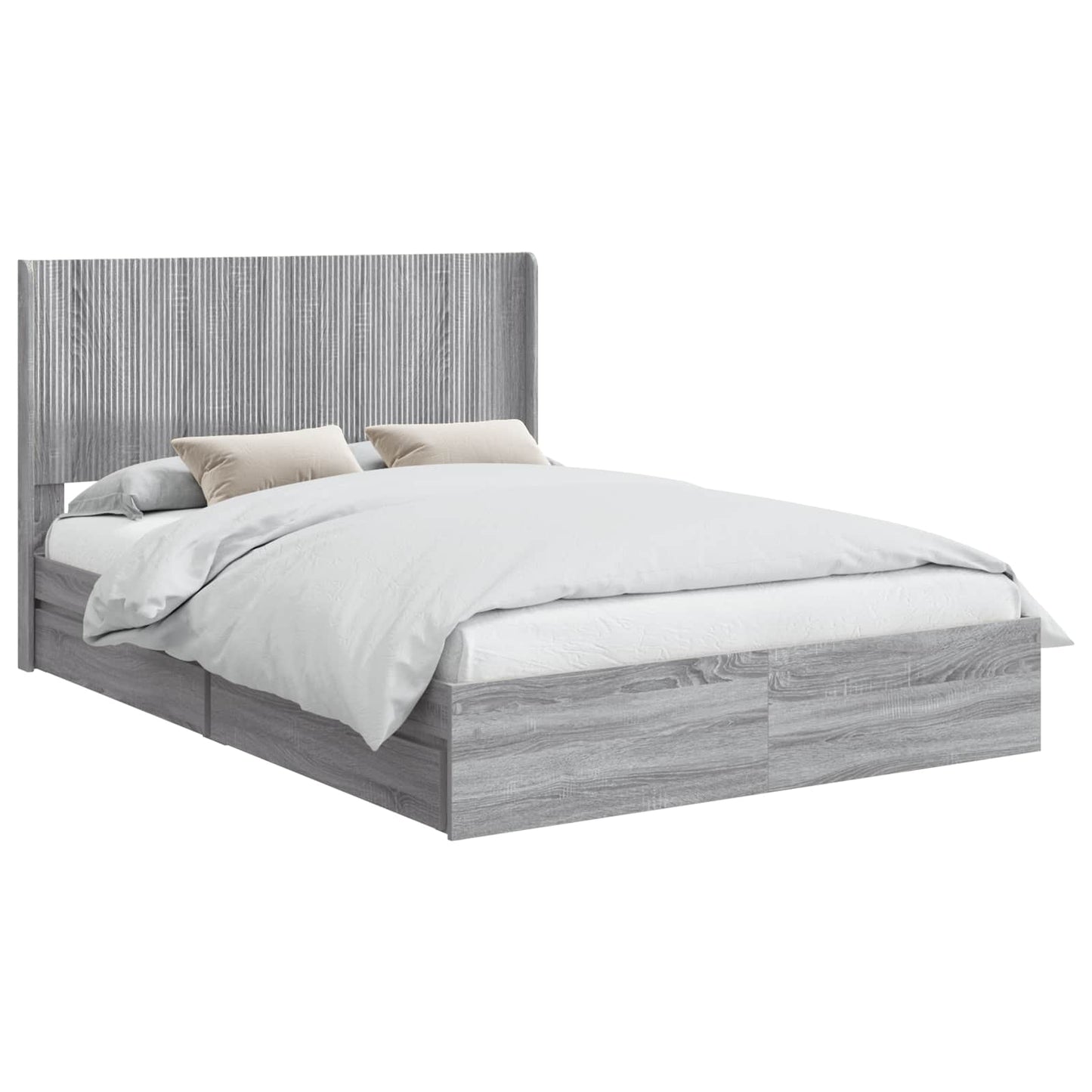Struttura del letto con stoccaggio e testata Sonoma grigio | homemem39