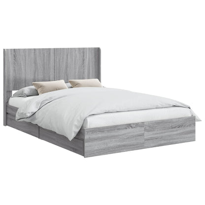 Struttura del letto con stoccaggio e testata Sonoma grigio | homemem39