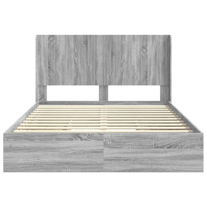 Struttura del letto con stoccaggio e testata Sonoma grigio | homemem39