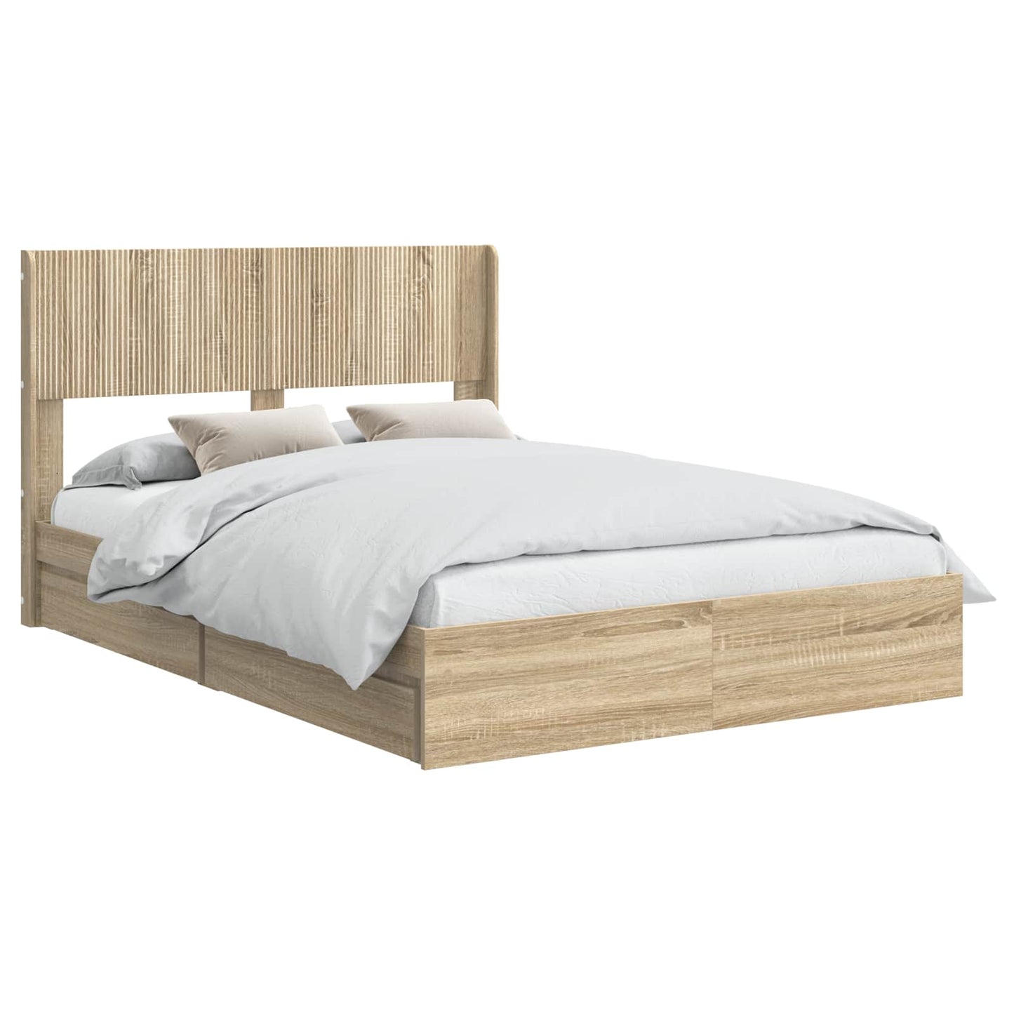 Struttura del letto con stoccaggio e testata Rovere Sonoma | homemem39