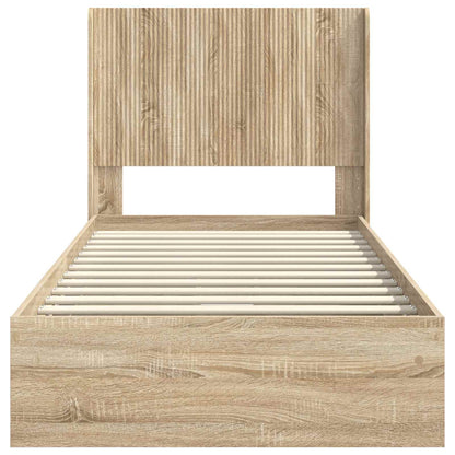 Struttura del letto con stoccaggio e testata Rovere Sonoma | homemem39