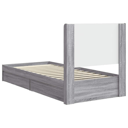 Struttura del letto con stoccaggio e testata Sonoma grigio | homemem39