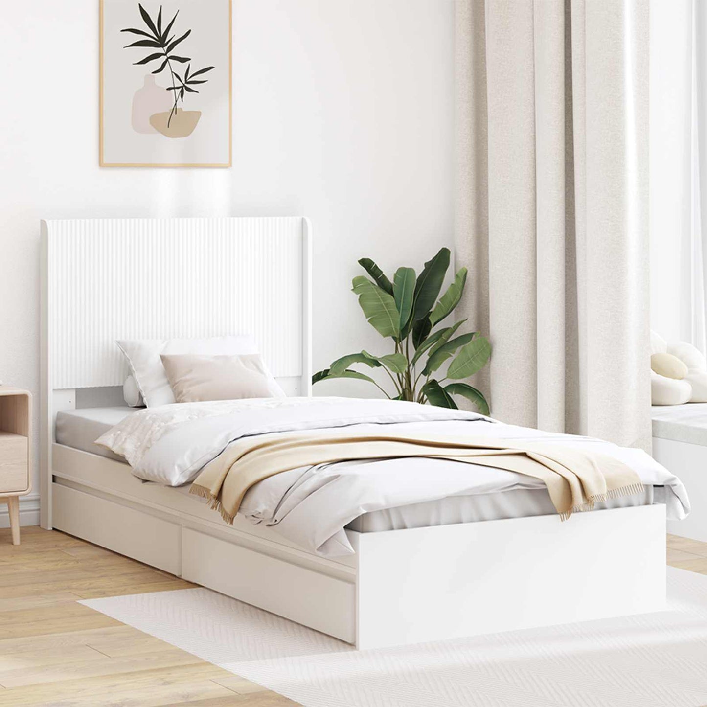 Struttura del letto con stoccaggio e testata Bianco 90 x 200 cm | homemem39