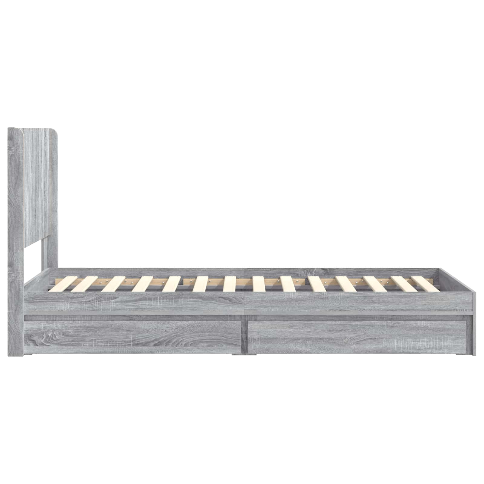 Struttura del letto con stoccaggio e testata Sonoma grigio | homemem39
