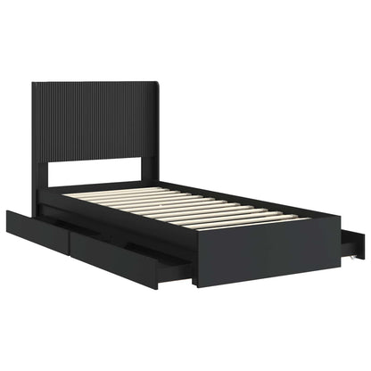 Struttura del letto con stoccaggio e testata Nero 90 x 190 cm | homemem39