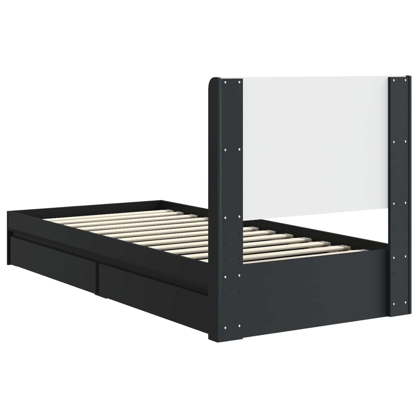 Struttura del letto con stoccaggio e testata Nero 90 x 190 cm | homemem39