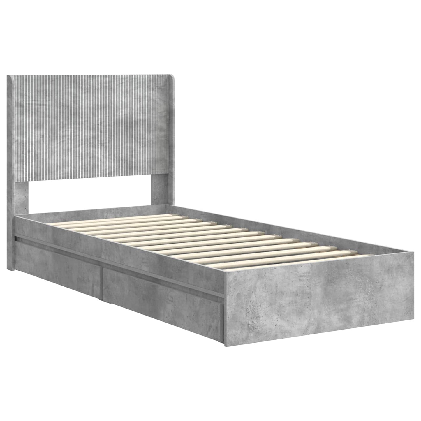 Struttura del letto con stoccaggio e testata Grigio Cemento | homemem39