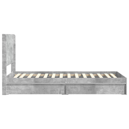 Struttura del letto con stoccaggio e testata Grigio Cemento | homemem39