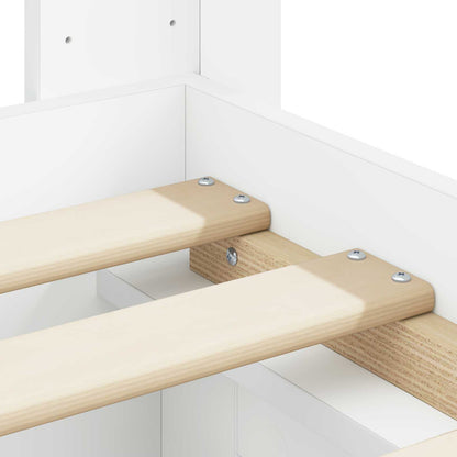 Struttura del letto con stoccaggio e testata Bianco 75 x 190 cm | homemem39