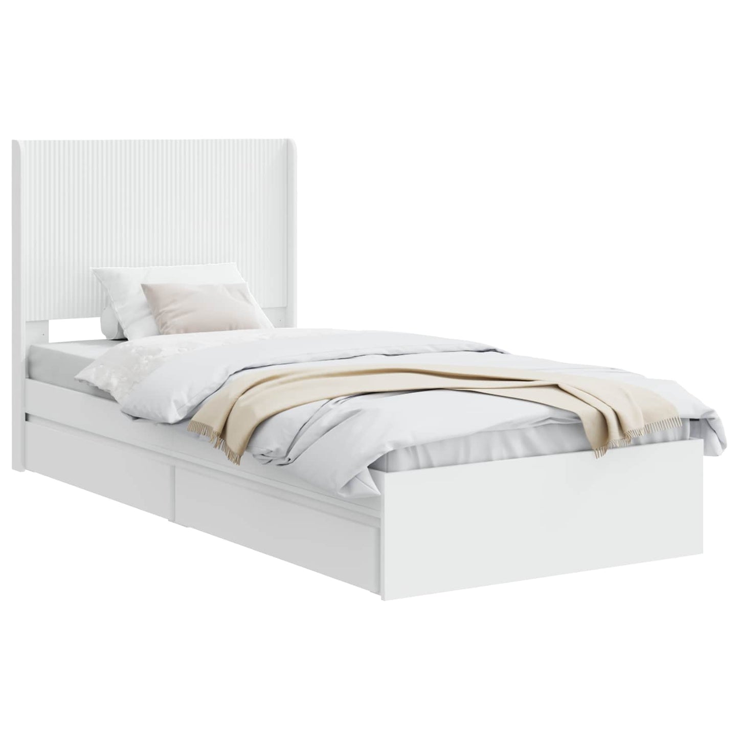 Struttura del letto con stoccaggio e testata Bianco 75 x 190 cm | homemem39
