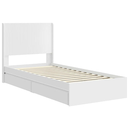 Struttura del letto con stoccaggio e testata Bianco 75 x 190 cm | homemem39