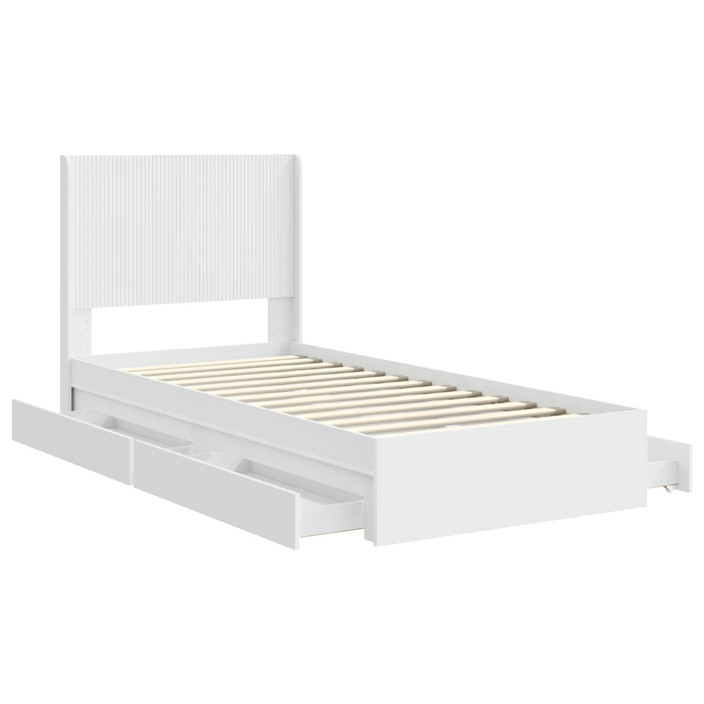 Struttura del letto con stoccaggio e testata Bianco 75 x 190 cm | homemem39
