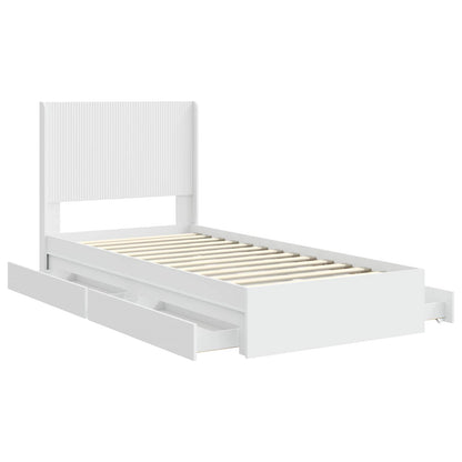 Struttura del letto con stoccaggio e testata Bianco 75 x 190 cm | homemem39