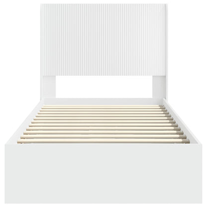 Struttura del letto con stoccaggio e testata Bianco 75 x 190 cm | homemem39