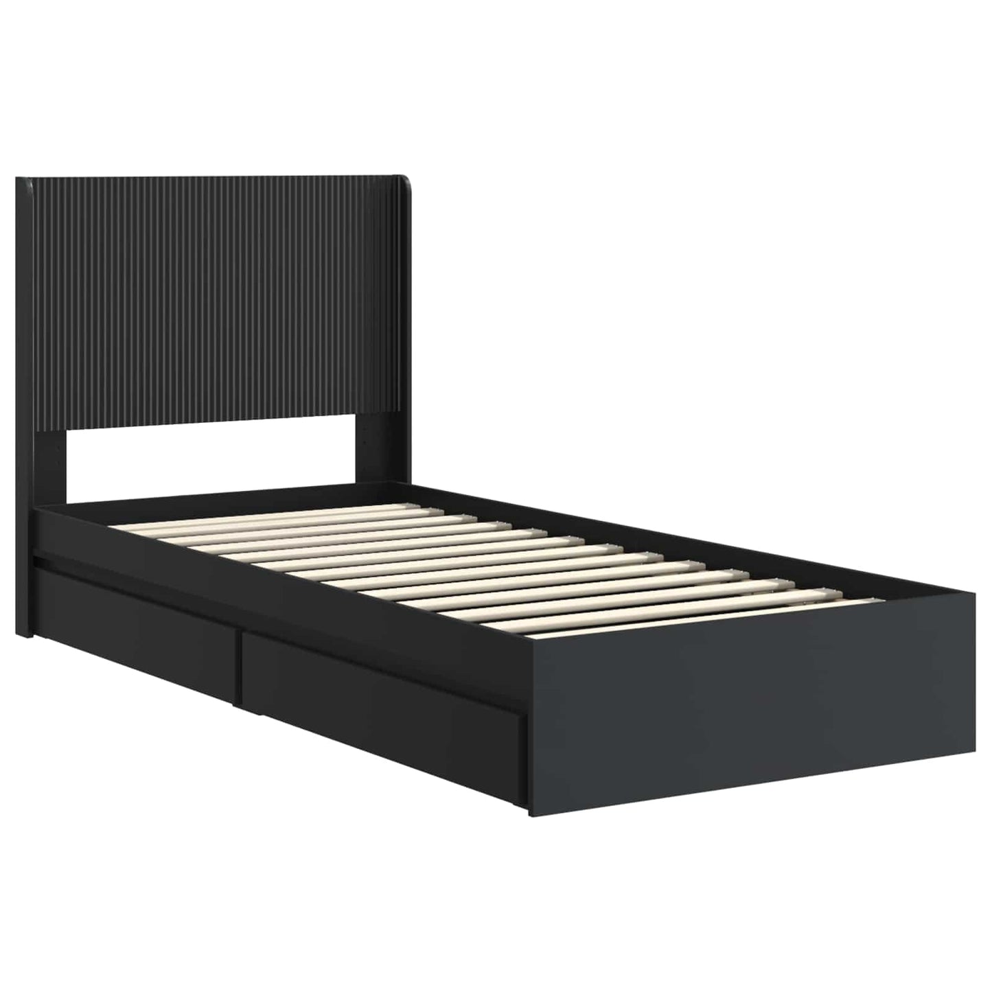 Struttura del letto con stoccaggio e testata Nero 75 x 190 cm | homemem39