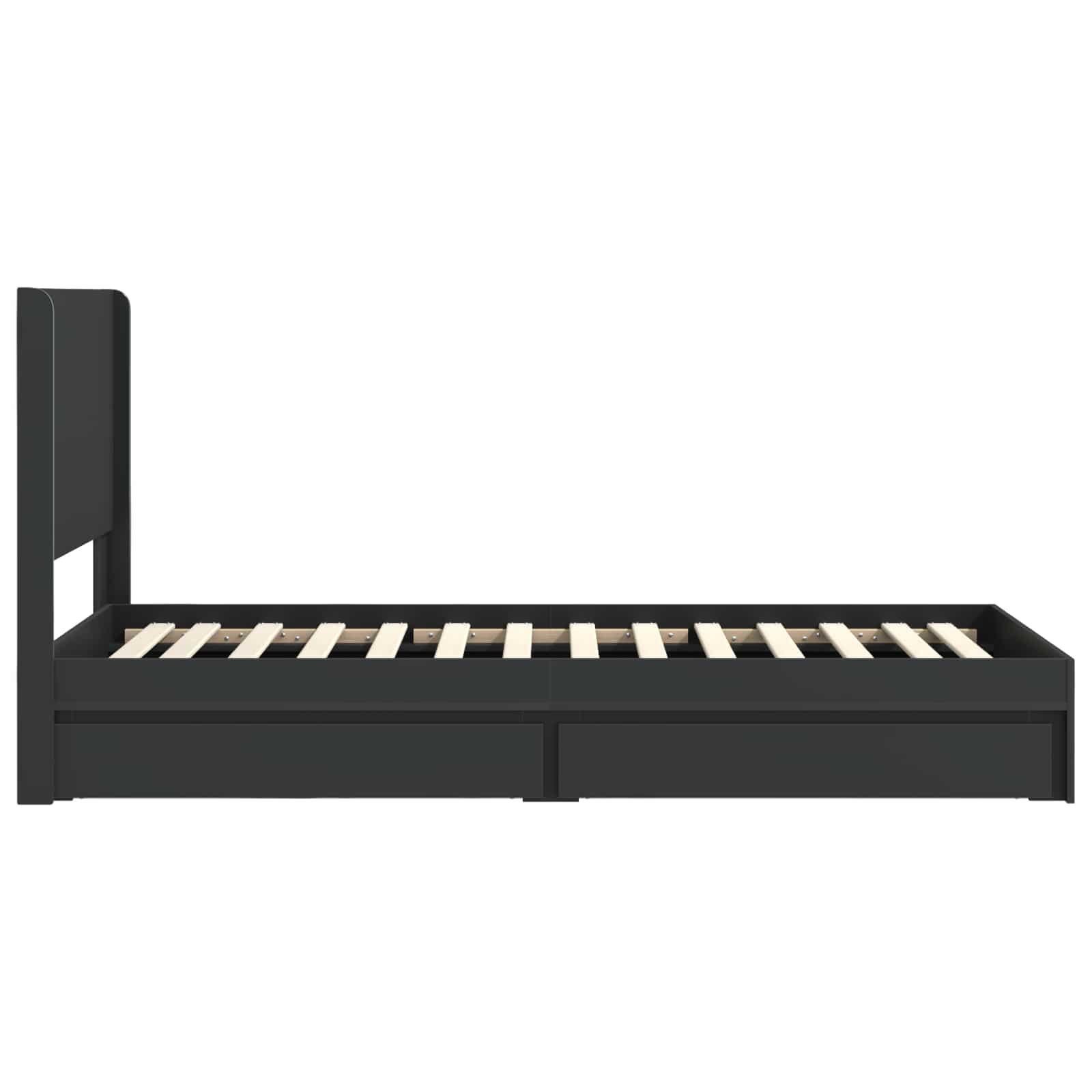 Struttura del letto con stoccaggio e testata Nero 75 x 190 cm | homemem39