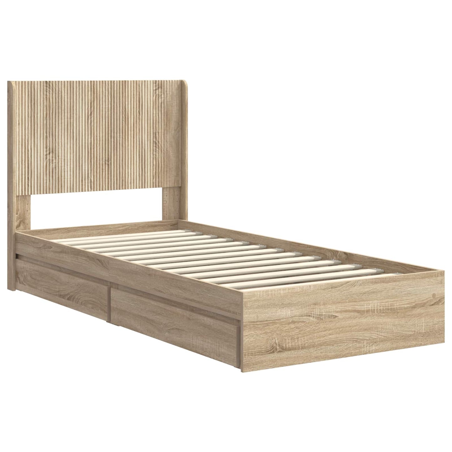 Struttura del letto con stoccaggio e testata Rovere Sonoma | homemem39