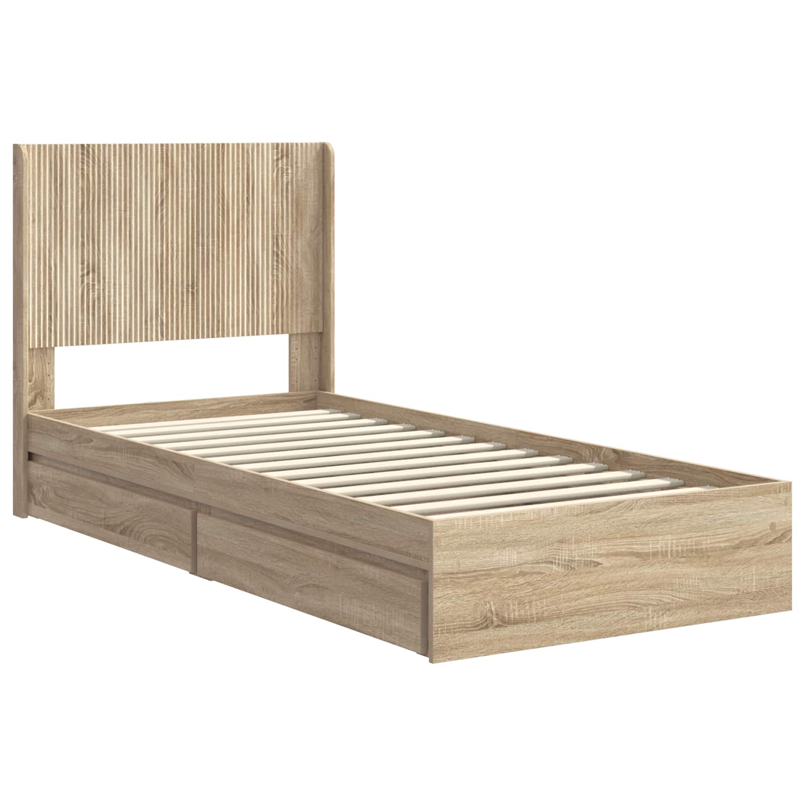 Struttura del letto con stoccaggio e testata Rovere Sonoma | homemem39