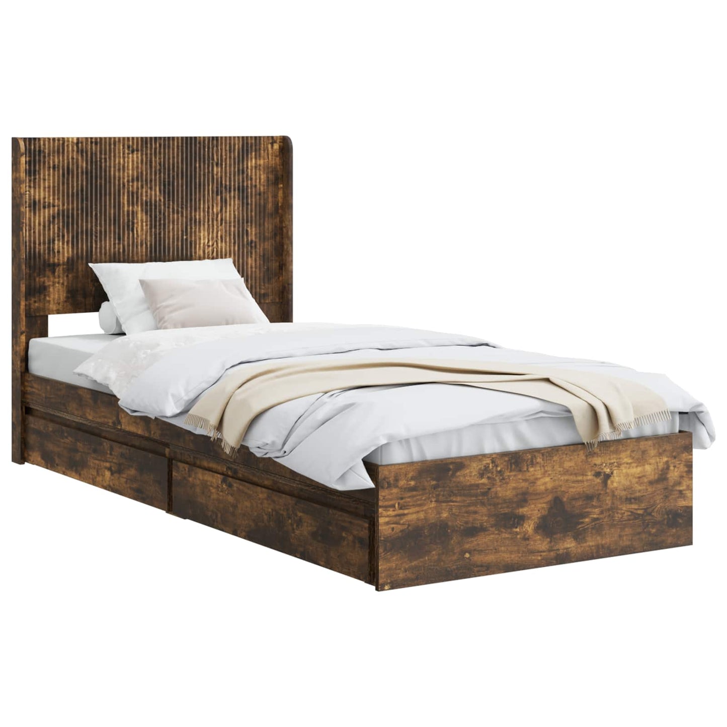 Struttura del letto con stoccaggio e testata Rovere Fumo | homemem39