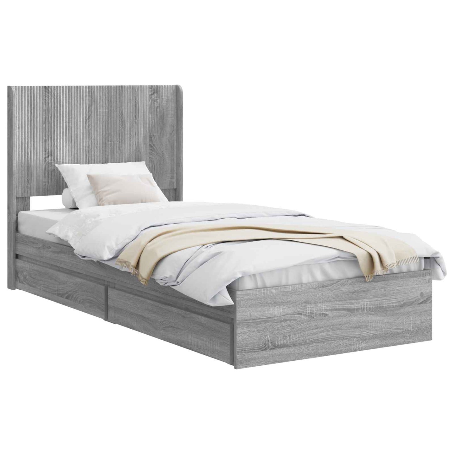 Struttura del letto con stoccaggio e testata Sonoma grigio | homemem39