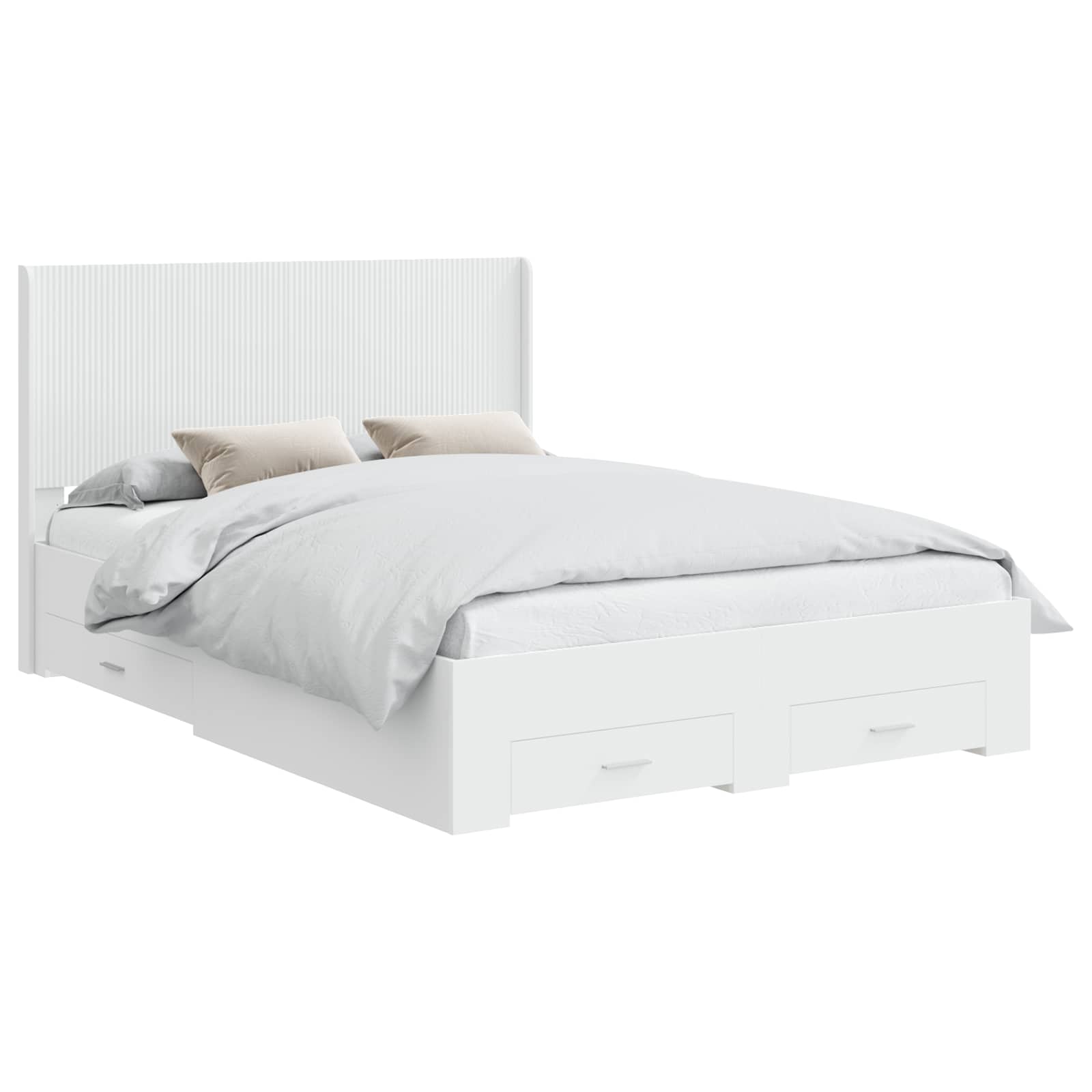 Struttura del letto con stoccaggio e testata Bianco | homemem39
