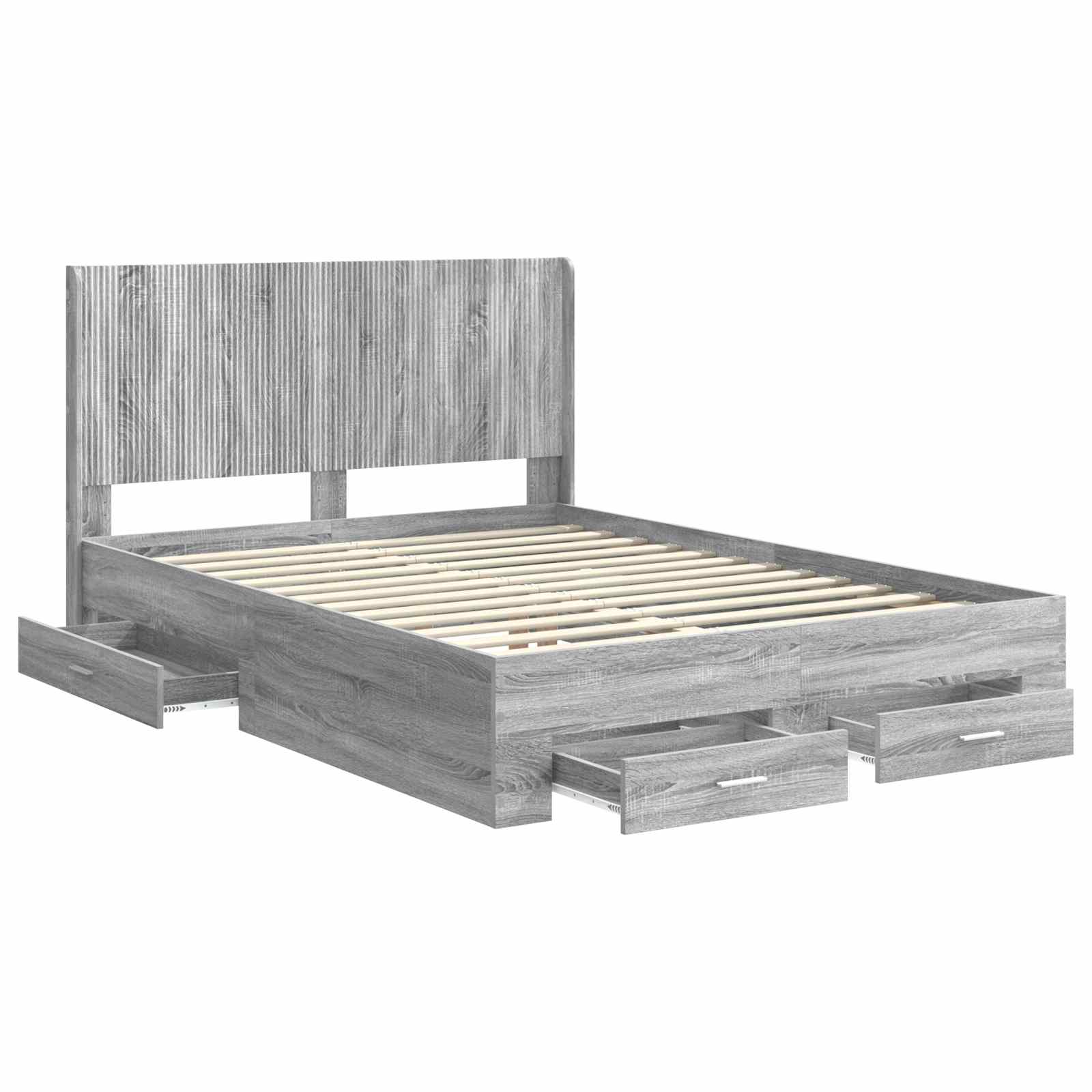 Struttura del letto con stoccaggio e testata Sonoma grigio | homemem39