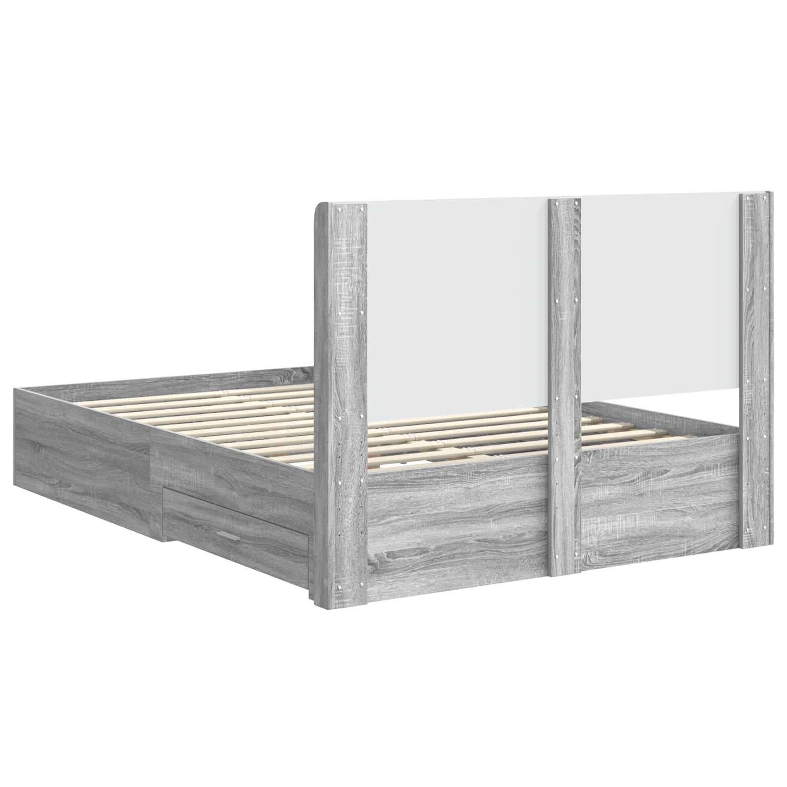 Struttura del letto con stoccaggio e testata Sonoma grigio | homemem39