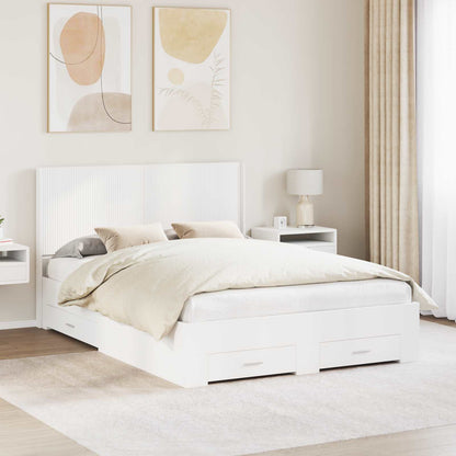 Struttura del letto con stoccaggio e testata Bianco | homemem39