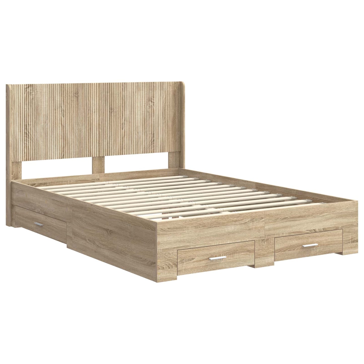 Struttura del letto con stoccaggio e testata Rovere Sonoma | homemem39
