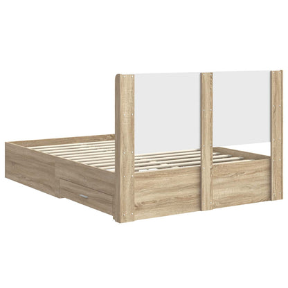 Struttura del letto con stoccaggio e testata Rovere Sonoma | homemem39
