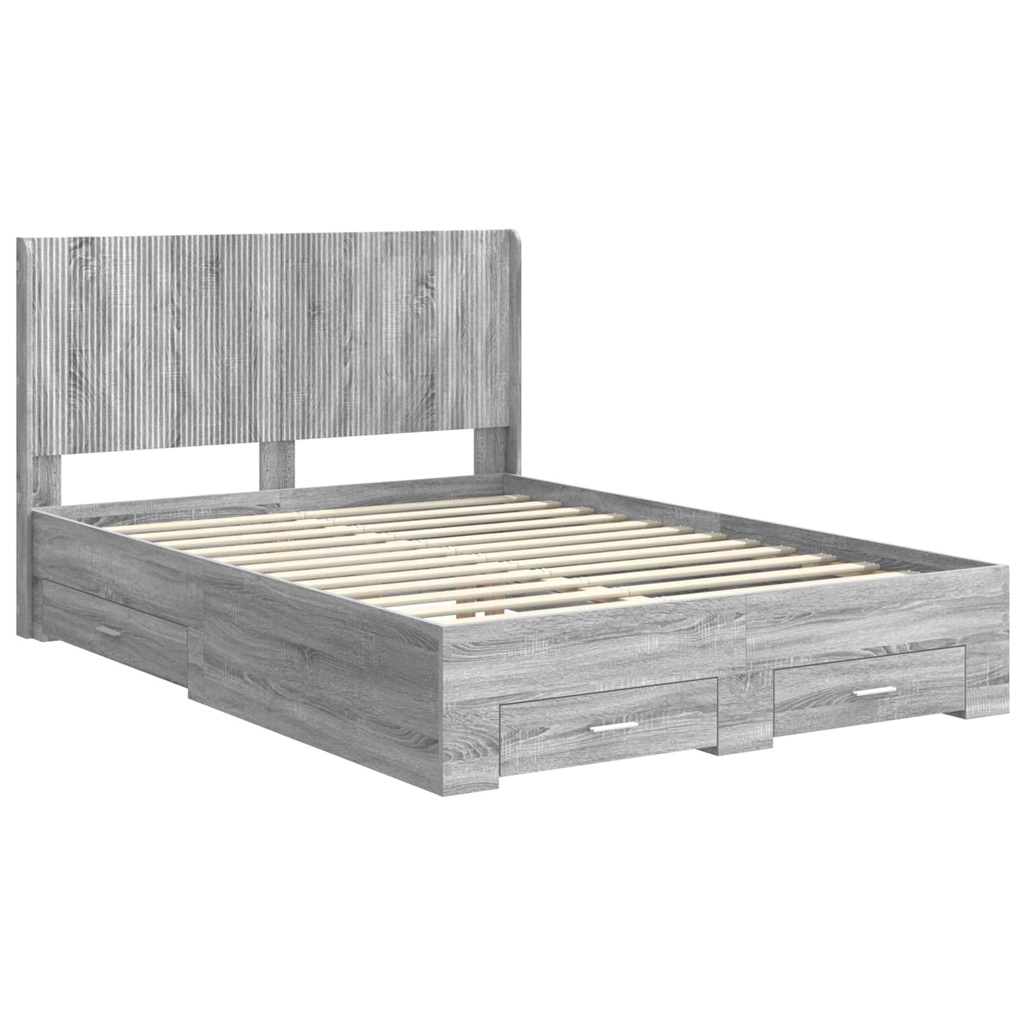 Struttura del letto con stoccaggio e testata Sonoma grigio | homemem39