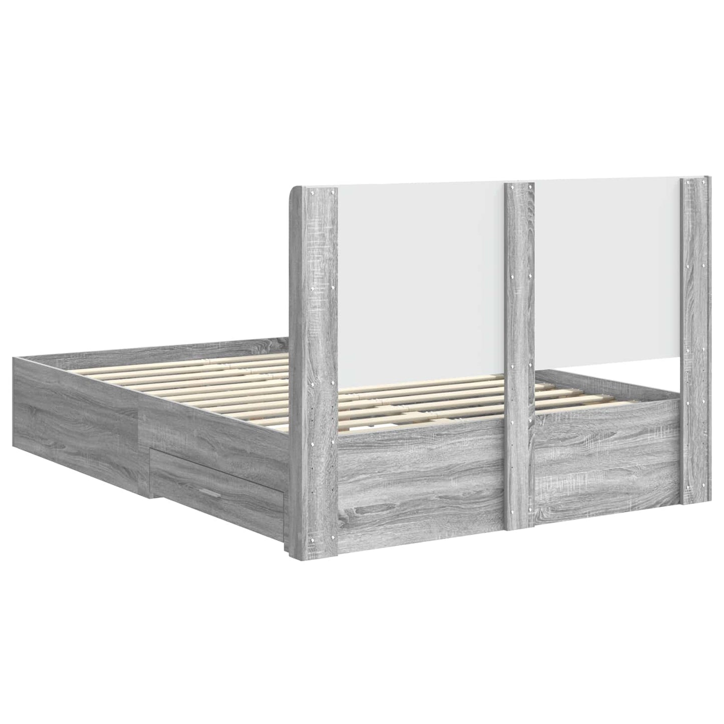 Struttura del letto con stoccaggio e testata Sonoma grigio | homemem39
