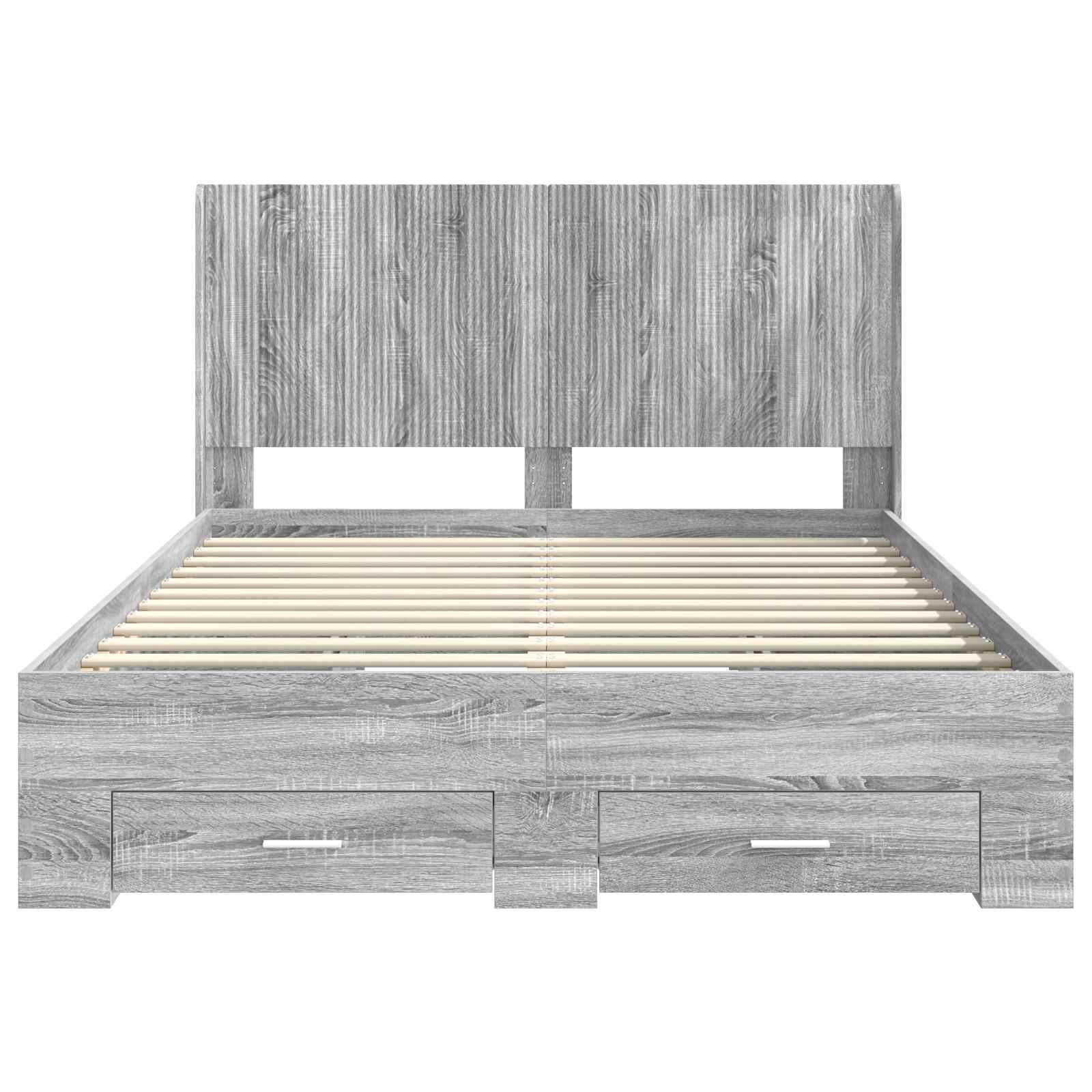 Struttura del letto con stoccaggio e testata Sonoma grigio | homemem39