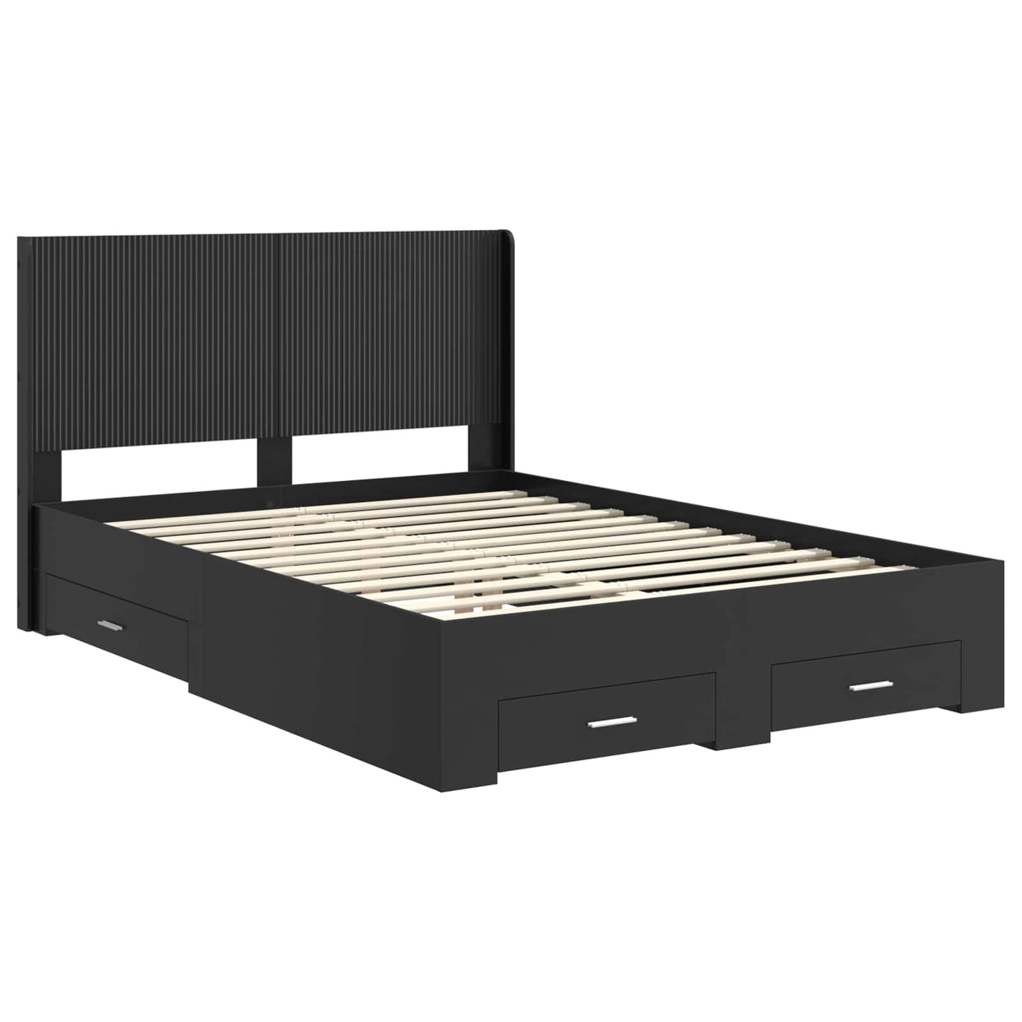 Struttura del letto con stoccaggio e testata Nero 135 x 190 cm | homemem39