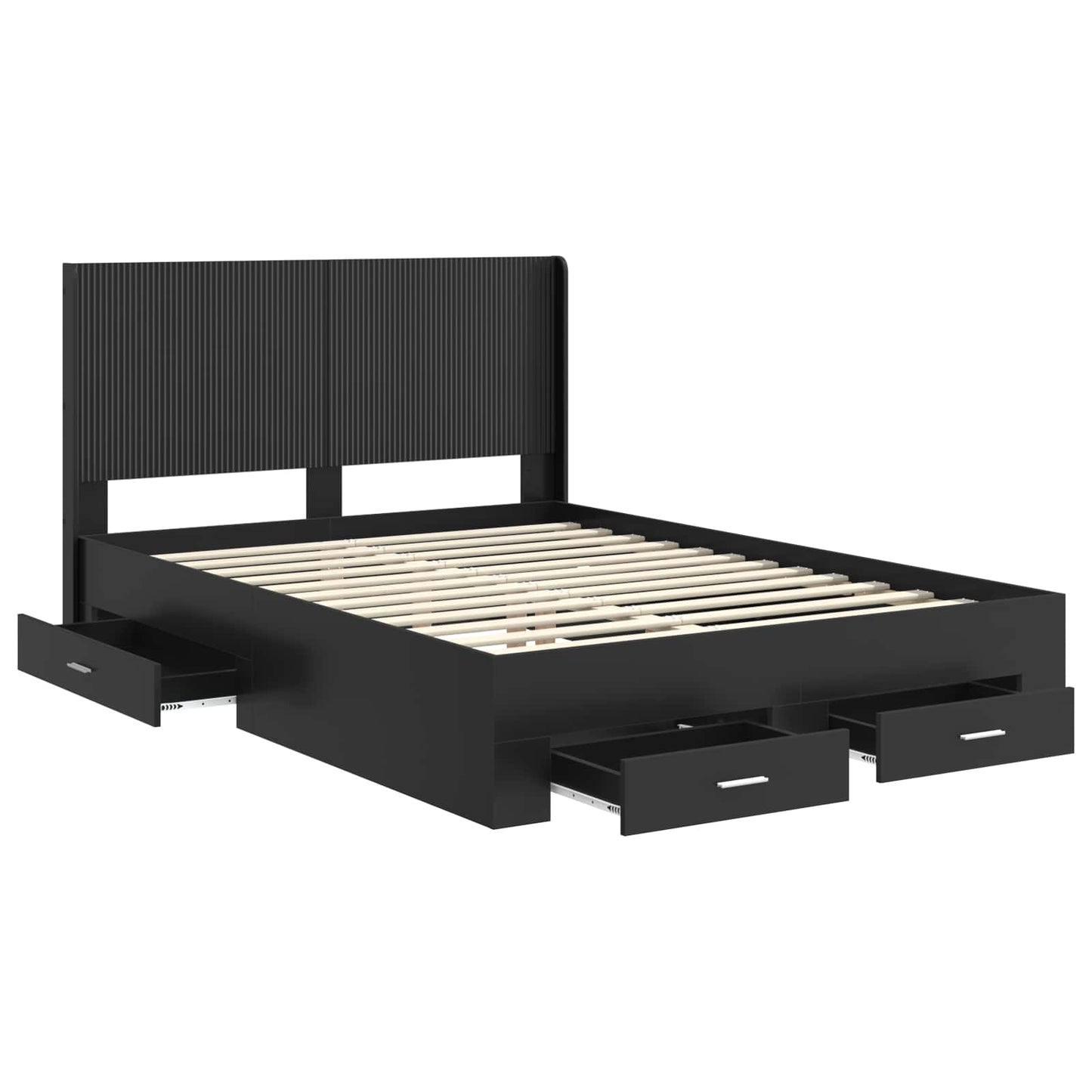 Struttura del letto con stoccaggio e testata Nero 135 x 190 cm | homemem39